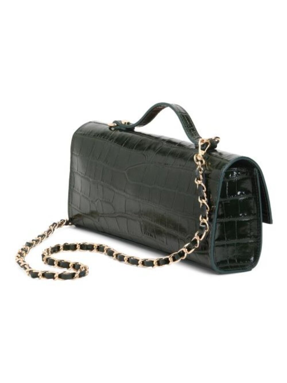 DIVINA FIRENZE Made In Italy Leather Crocodile Top Handle Clutch - Picture 4 of 5